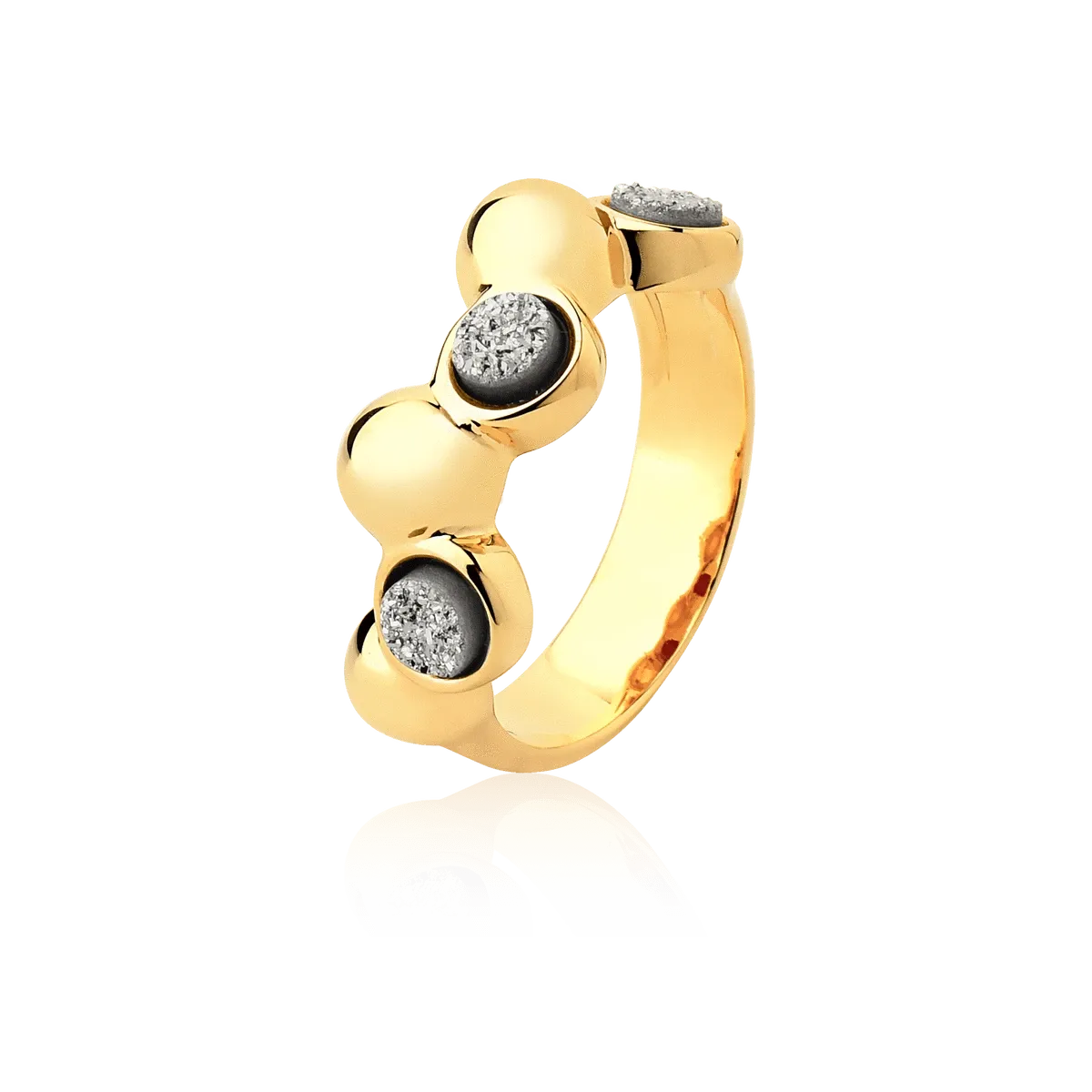 Aliança Ball - Drusa Platina — Ouro 18K | Aimer Joias | semijoia feminina pedra natural
