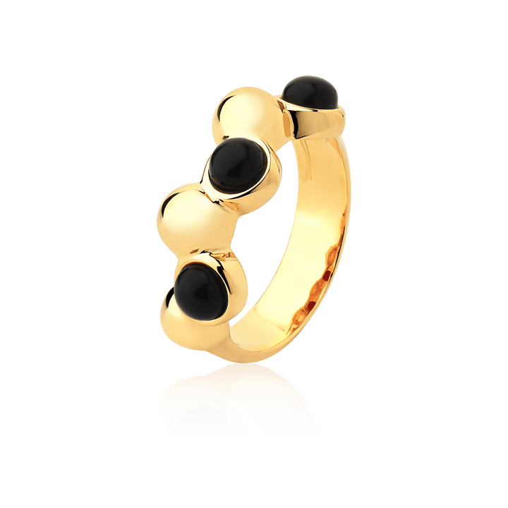 Aliança Ball - Obsidiana Negra — Ouro 18K | Aimer Joias | semijoia feminina pedra natural