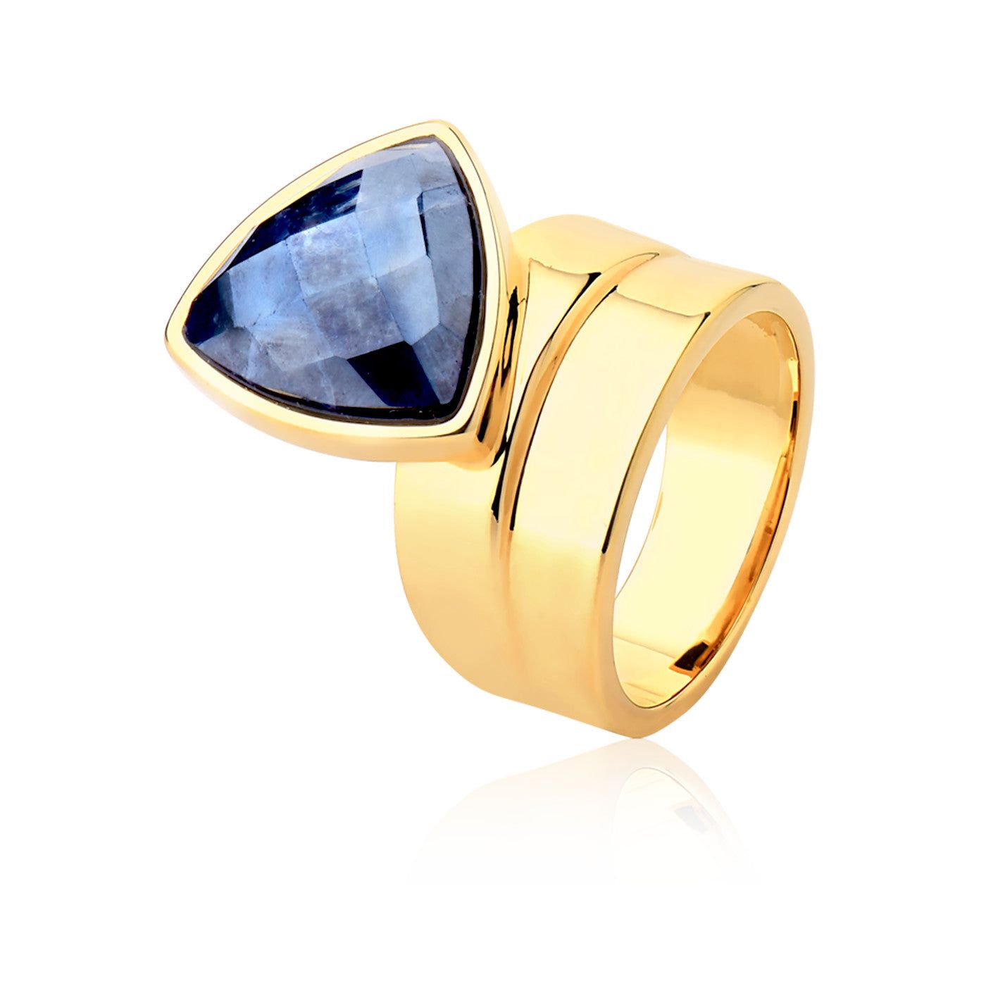 Anel Equilíbrio - Sodalita — Ouro 18K | Aimer Joias | semijoia feminina pedra natural
