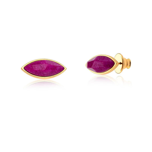 Brinco Pétala - Feldspato Rosa Pink — Banhado a Ouro 18K | Aimer Joias | semijoia feminina pedra natural