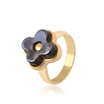 Anel Afeto com Quartzo Fumê, banhado a ouro 18k