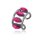 Anel Bem Me Quer com Feldspato Rosa Pink, em banho de ródio negro