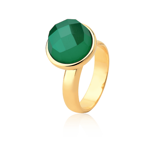Anel Classic - Ágata Verde — Ouro 18K | Aimer Joias | semijoia feminina pedra natural