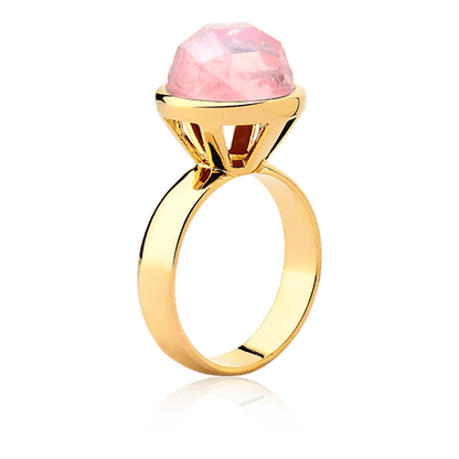 Anel Classic - Quartzo Rosa detalhe — Ouro 18K | Aimer Joias | anel semijoia pedra natural