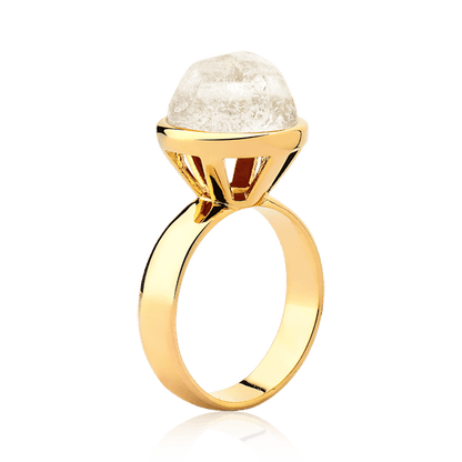 Anel Classic - Cristal de Rocha lateral — Ouro 18K | Aimer Joias | anel semijoia