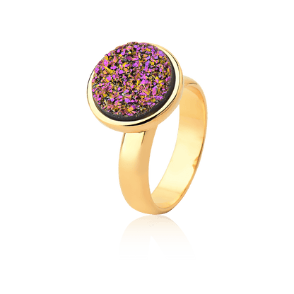 Anel Classic - Drusa Multicolorida — Ouro 18K | Aimer Joias | semijoia feminina pedra natural