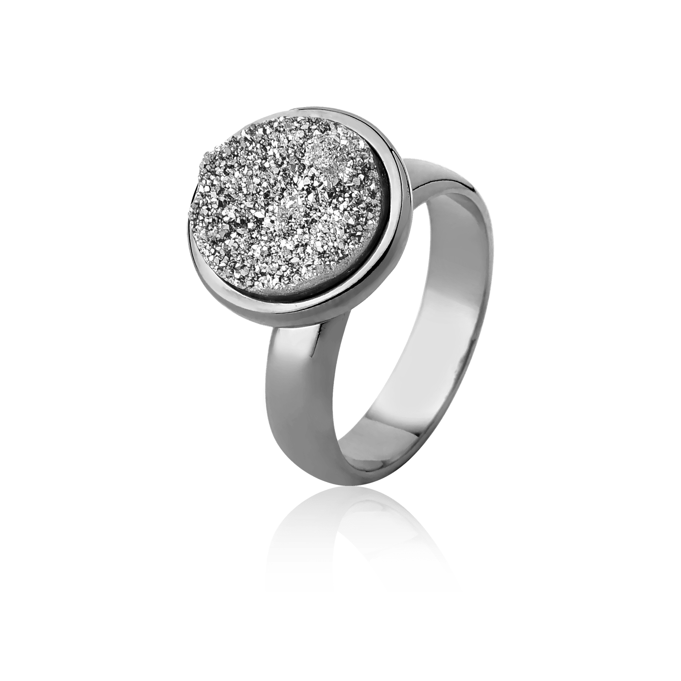Anel Classic - Drusa Platina — Ródio Negro | Aimer Joias | semijoia feminina pedra natural