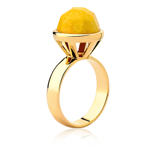 Anel Classic - Feldspato Amarelo lateral — Ouro 18K | Aimer Joias | anel semijoia