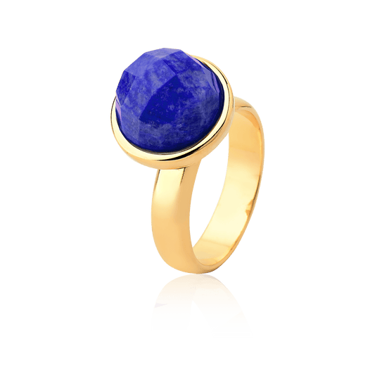 Anel Classic - Feldspato Azul Anil — Ouro 18K | Aimer Joias | semijoia feminina pedra natural