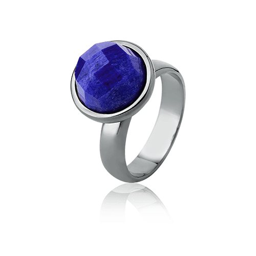 Anel Classic - Feldspato Azul Anil — Ródio Negro | Aimer Joias | semijoia feminina pedra natural