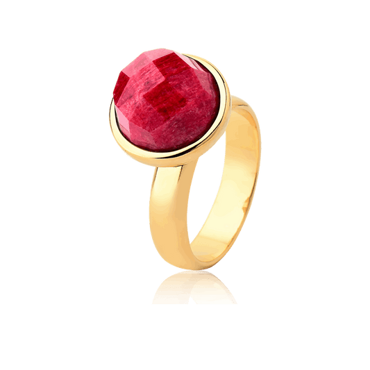 Anel Classic - Feldspato Vermelho — Ouro 18K | Aimer Joias | semijoia feminina pedra natural