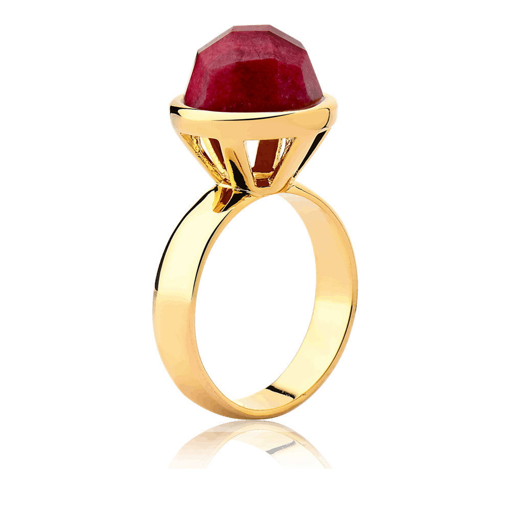 Anel Classic - Feldspato Vermelho lateral — Ouro 18K | Aimer Joias | anel semijoia