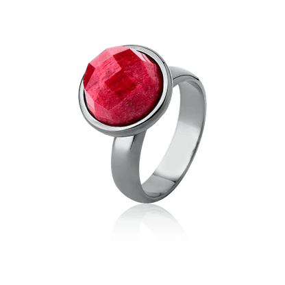 Anel Classic - Feldspato Vermelho — Ródio Negro | Aimer Joias | semijoia feminina pedra natural