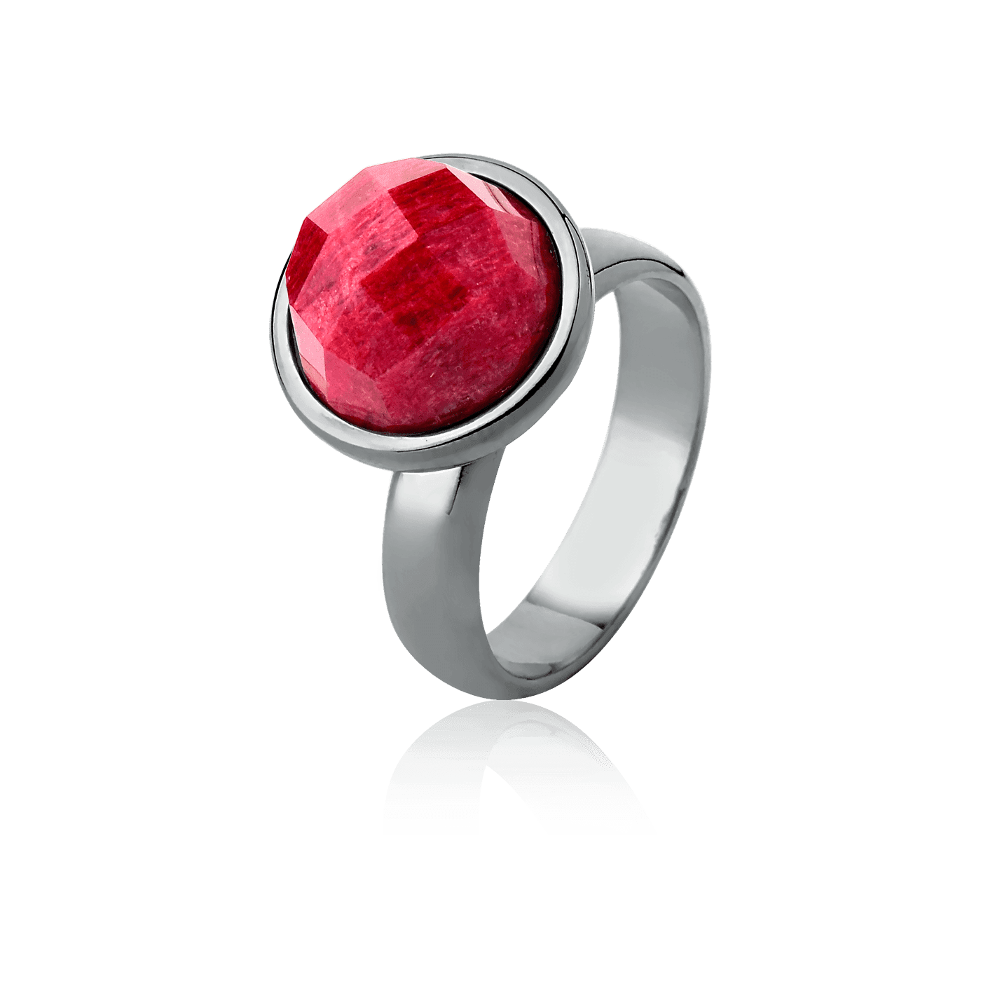 Anel Classic - Feldspato Vermelho — Ródio Negro | Aimer Joias | semijoia feminina pedra natural