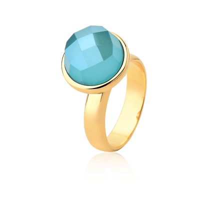 Anel Classic - Howlita Turquesa — Ouro 18K | Aimer Joias | semijoia feminina pedra natural