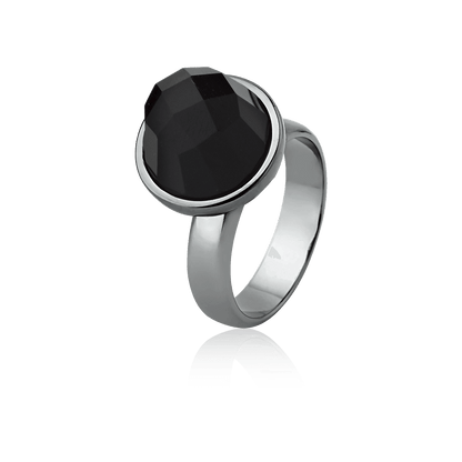 Anel Classic - Onix detalhe — Ródio Negro | Aimer Joias | anel semijoia pedra natural