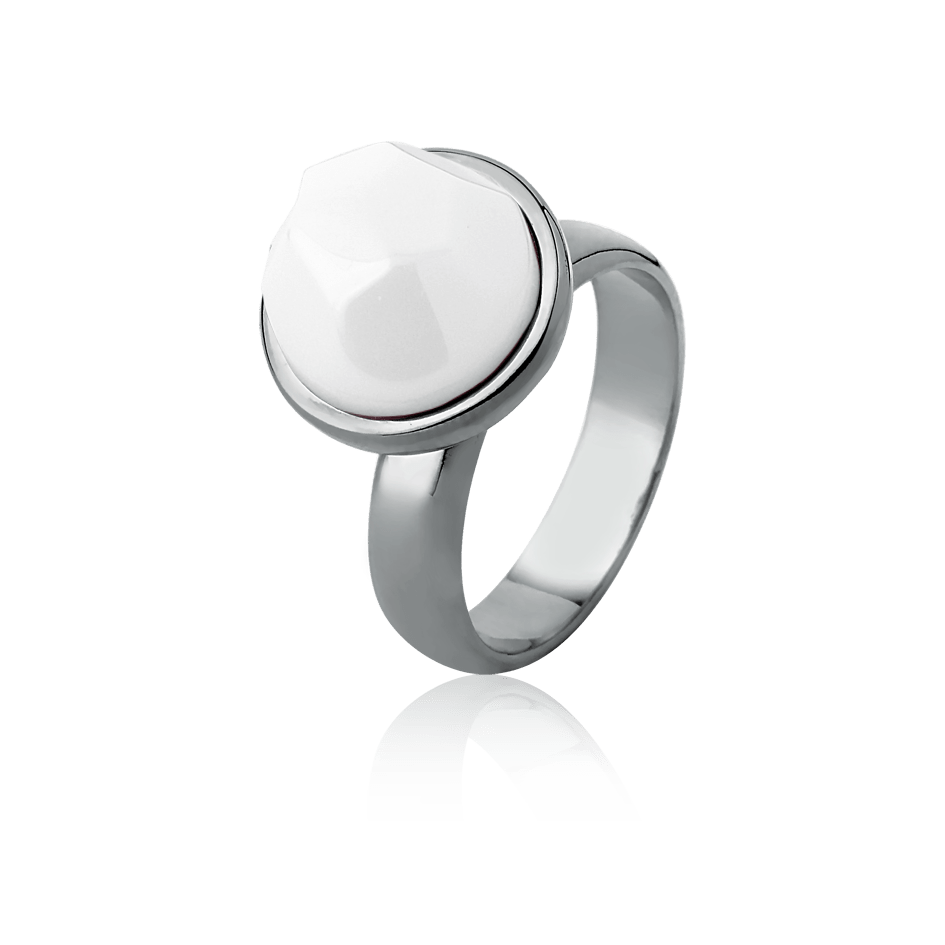 Anel Classic - Porcelana Branca — Ródio Negro | Aimer Joias | semijoia feminina pedra natural
