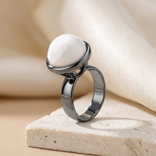 Anel Classic - Porcelana - Ródio Negro, banhado a ródio negro