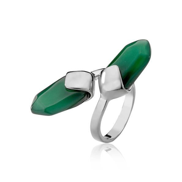 Anel Difluence com Ágata Verde em banho ouro 18k | Anel feminino Aimer Joias
