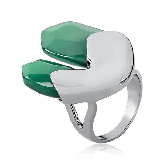 Anel Élémentaire com Ágata Verde | Anel feminino minimalista coleção Élémentaire Aimer Joias