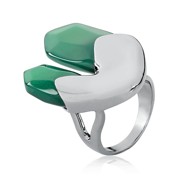 Anel Élémentaire com Ágata Verde | Anel feminino minimalista coleção Élémentaire Aimer Joias