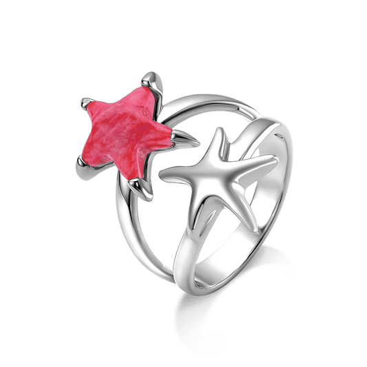 Anel Estelar -  Feldspato Vermelho Semijoias de luxo e design exclusivo