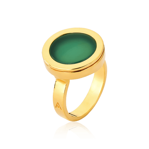 Anel Eterno com Ágata Verde, banhado a ouro 18k