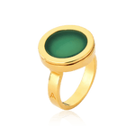 Anel Eterno com Ágata Verde, banhado a ouro 18k