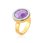 Anel Eterno com Ametista, banhado a ouro 18k