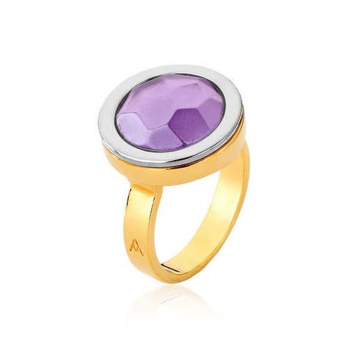 Anel Eterno com Ametista, banhado a ouro 18k