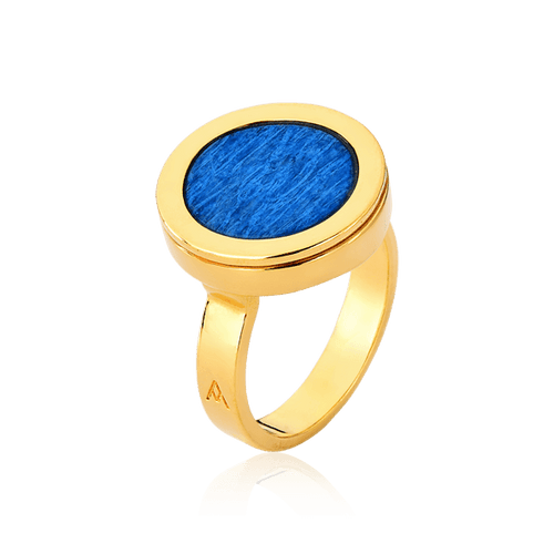 Anel Eterno com Feldspato Azul Anil, banhado a ouro 18k