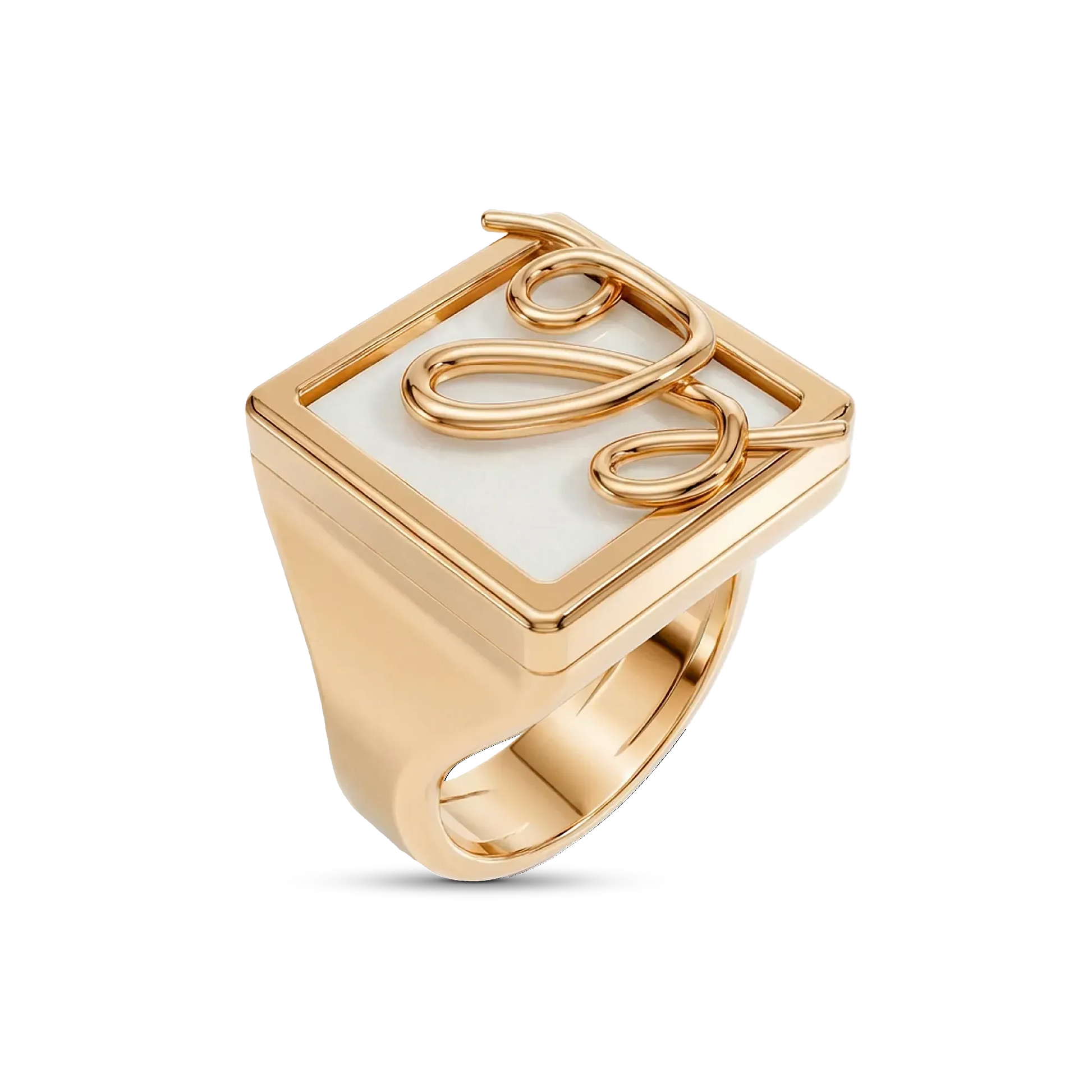 Anel Forma com Ágata Branca em banho ouro 18k — anel de mindinho | Coleção Entre o Traço e a Forma Aimer Joias