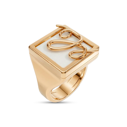Anel Forma com Ágata Branca em banho ouro 18k — anel de mindinho | Coleção Entre o Traço e a Forma Aimer Joias
