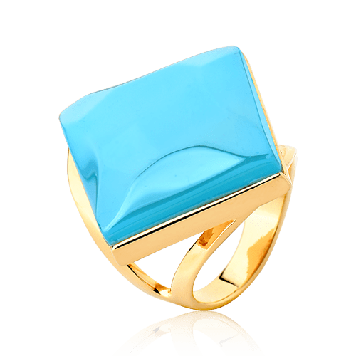 Anel Lírio - Ágata Azul Céu — Ouro 18K | Aimer Joias | semijoia feminina pedra natural