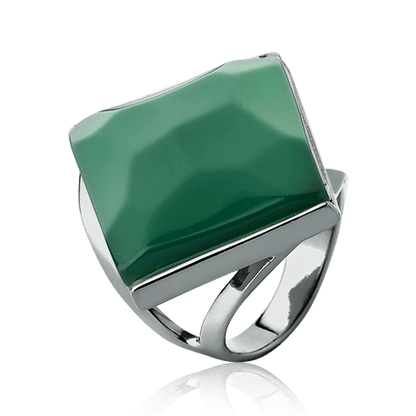 Anel Lírio - Ágata Verde — Ródio Negro | Aimer Joias | semijoia feminina pedra natural