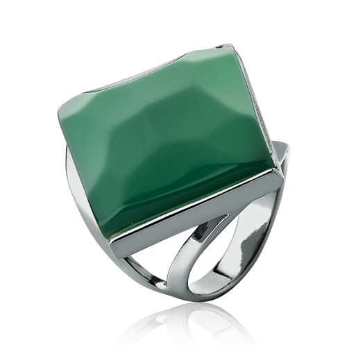 Anel Lírio - Ágata Verde — Ródio Negro | Aimer Joias | semijoia feminina pedra natural