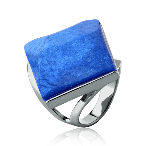Anel Lírio - Feldspato Azul Anil — Ródio Negro | Aimer Joias | semijoia feminina pedra natural