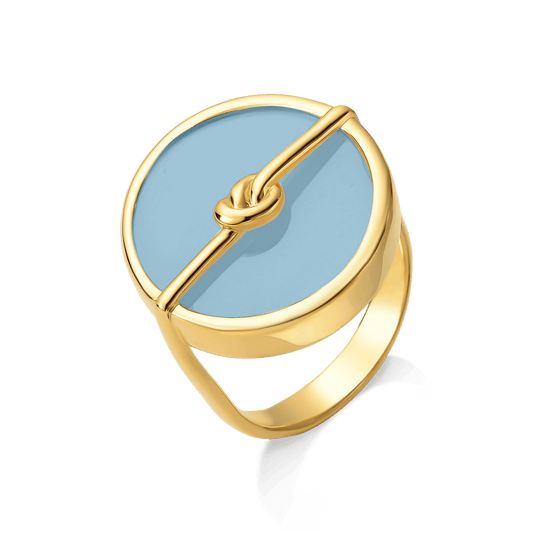 Anel Vínculo - Ágata Azul Céu Semijoias de luxo e design exclusivo