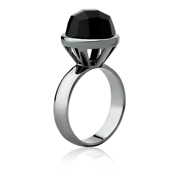 Anel Classic - Onix — Ródio Negro | Aimer Joias | semijoia feminina pedra natural