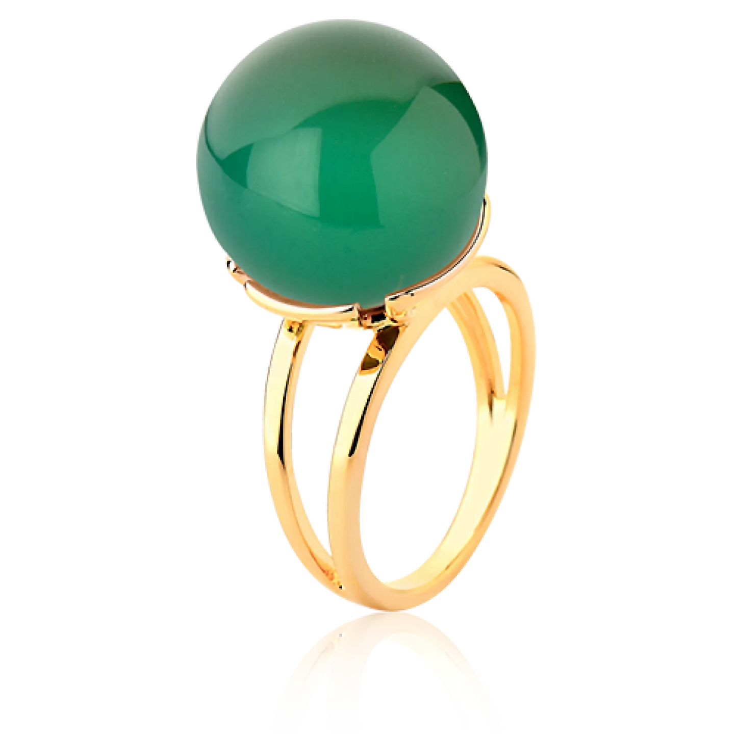 Anel Ball - Ágata Verde — Ouro 18K | Aimer Joias | semijoia feminina pedra natural