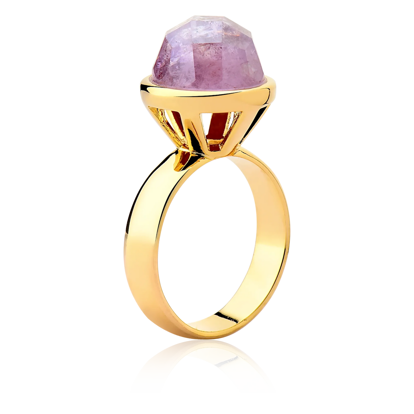 Anel Classic - Ametista vista lateral — Ouro 18K | Aimer Joias | anel semijoia