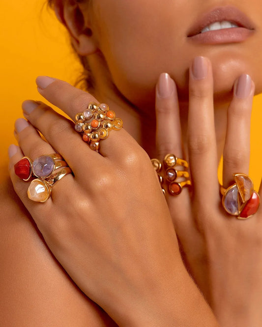 Anel Classic - Ametista detalhe — Ouro 18K | Aimer Joias | anel semijoia pedra natural