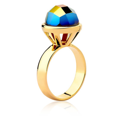 Anel Classic - Cristal Multicolorido — Ródio Negro | Aimer Joias | semijoia feminina pedra natural