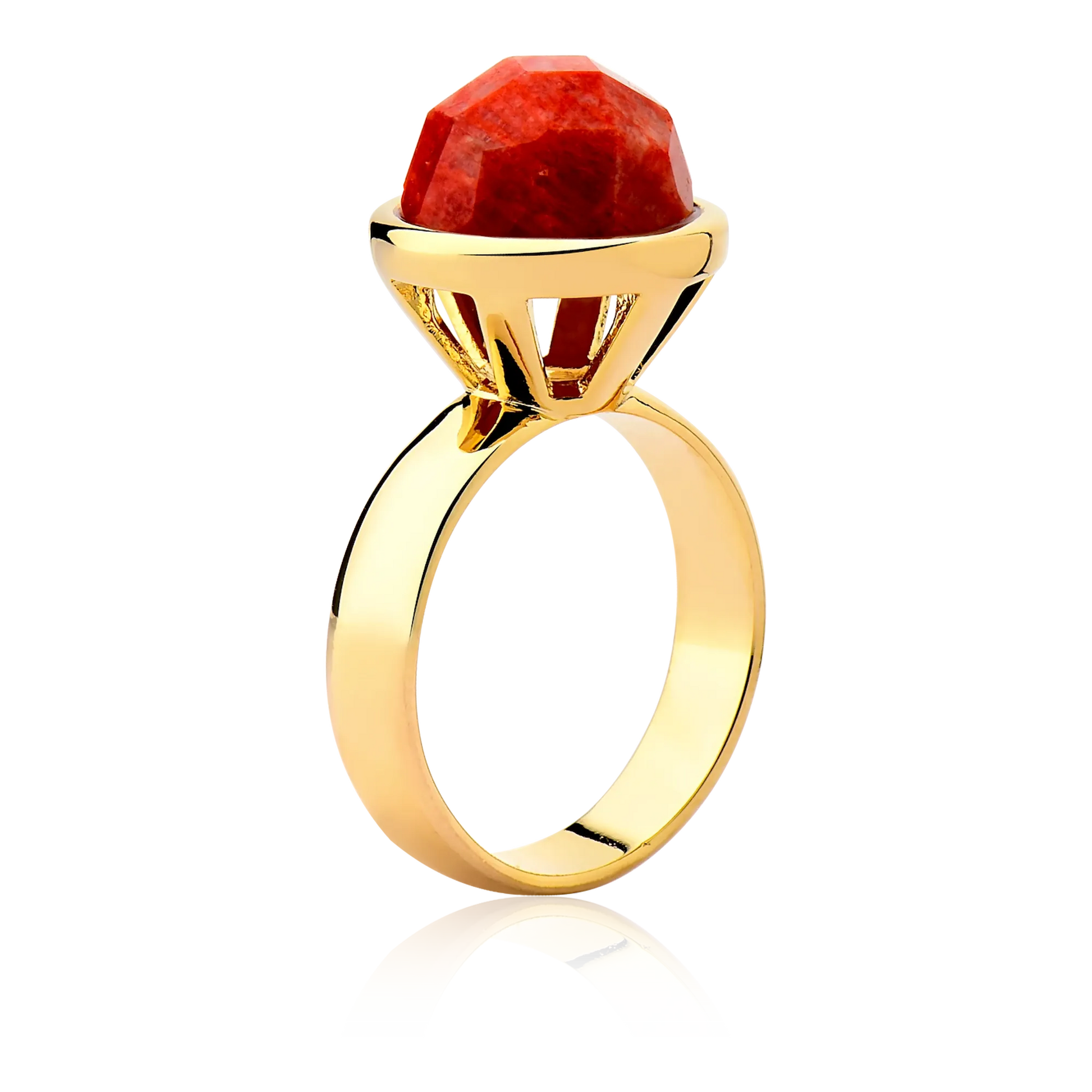 Anel Classic - Feldspato Laranja — Ouro 18K | Aimer Joias | semijoia feminina pedra natural