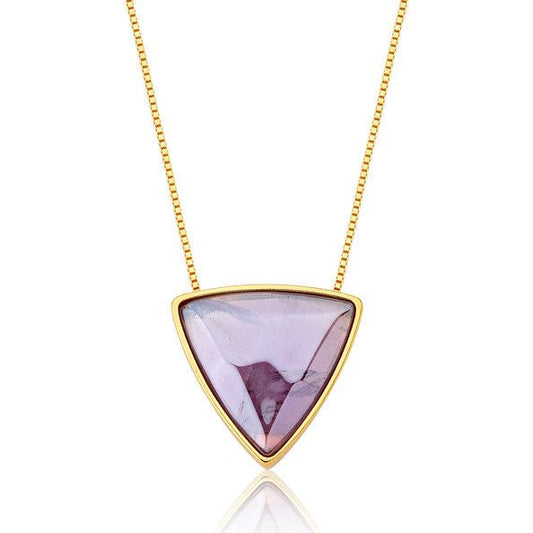 Colar Triângulo - Ametista — Ouro 18K | Aimer Joias | semijoia feminina pedra natural