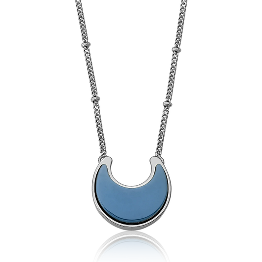 Colar Lua - Obsidiana Negra — Ródio Negro | Aimer Joias | semijoia feminina pedra natural