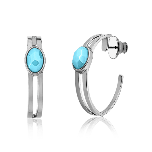 Argola Essencial Oval - Ágata Azul Céu Semijoias de luxo e design exclusivo