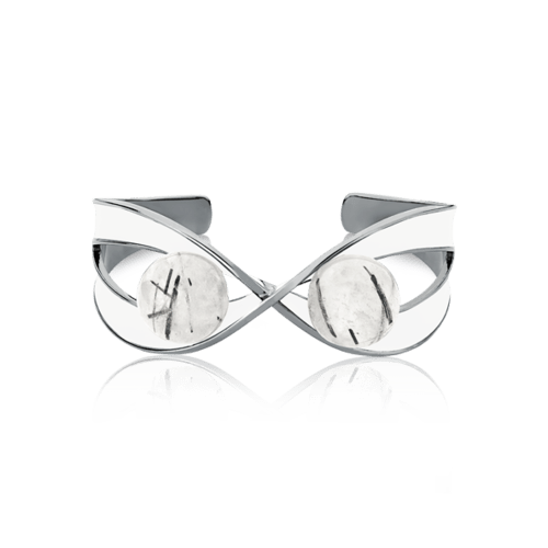 Bracelete Atração - Esmaltado Branco/Quartzo Grafitado Semijoias de luxo e design exclusivo