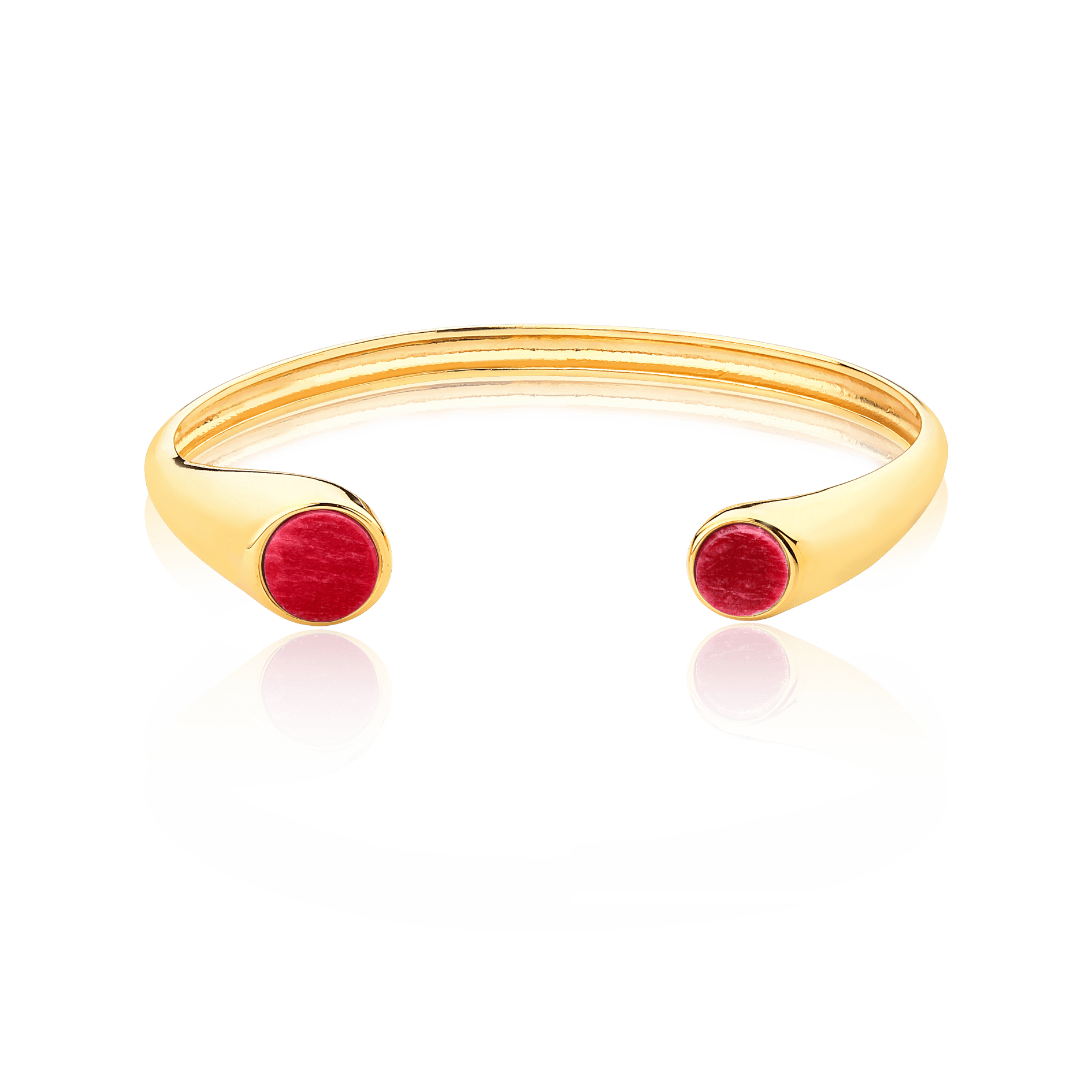 Bracelete Pocket Ball com Feldspato Vermelho em banho ouro 18k | Bracelete feminino Aimer Joias