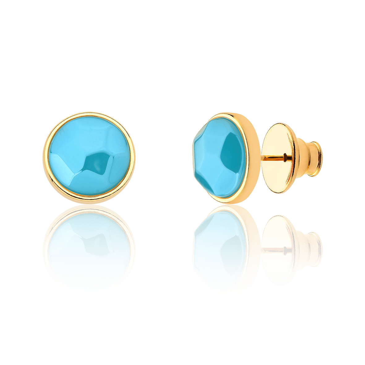 Brinco Classic - Ágata Azul Céu — Ouro 18K | Aimer Joias | brinco semijoia feminina pedra natural